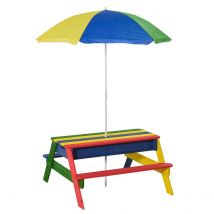 Outsunny Childrens Sandbox Picnic Table with Parasol