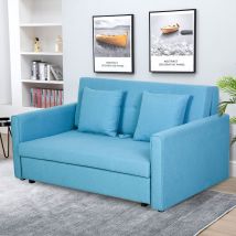 HOMCOM 2 Seater Storage Sofa Bed Wood Frame Padding Compact Blue