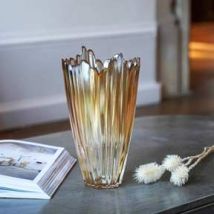 Ivyline Amber Rippled Glass Vase H30Cm W20.5Cm