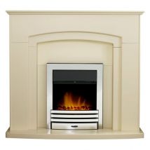 Adam 2kW Falmouth Fireplace in Cream with Downlights & Eclipse Electric Fire in Chrome 48 Inch