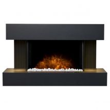 Adam 2kW Manola Wall Mounted Electric Fire Suite with Downlights & Remote Control in Charcoal Grey