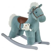 Jouet Kids Plush Ride-On Rocking Horse with Animal Sounds - Blue