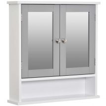 Kleankin Wall Mounted Mirror Cabinet With Double Mirror Doors & Adjustable Shelf - Grey