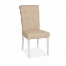 Bentley Designs Norfolk Pair Of Two Tone Upholstered Chairs - Ivory Bonded Leather