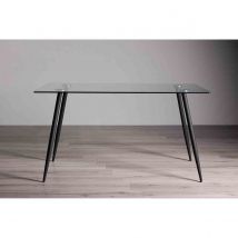 Bentley Designs Cosmo Clear Tempered Glass 6 Seater Dining Table With Black Legs