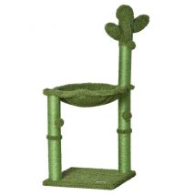 Pawhut Cat Tree Tower Cactus Shape W/Scratching Post & Hammock Bed - Green