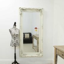 MirrorOutlet Carved Louis Ivory Large Wall Mirror 175 X 89 Cm