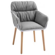 HOMCOM Contrast Piped Grey Accent Chair With Wood Legs