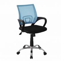 Core Products Loft Home Office Black Study Chair Blue Mesh Back Black Fabric Seat With Chrome Base Black