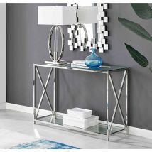Furniture Box Regent Glass And Chrome Cross End Console Table
