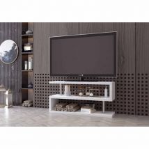 Furniture Box Siena Modern White High Gloss And Chrome Metal Stylish Contemporary Shelve Storage TV Stand
