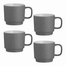 Mason Cash Embossed Line Set Of 4 Grey Mugs
