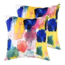 Evans Lichfield Aquarelle Brushstrokes Twin Pack Polyester Filled Cushions Multi