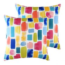 Evans Lichfield Aquarelle Dash Twin Pack Polyester Filled Cushions Multi