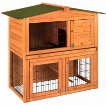 Lassic Pet Vida 2-tier Double Wooden Rabbit Hutch House With Animal Run Cage