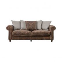 Crossland Grove Manchester Sofa 3 Seater Vintage Brown Scatter Back
