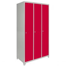 Monstershop 3 Door Wide Locker - Red 900Mm X 500Mm X 1800Mm Flat-packed