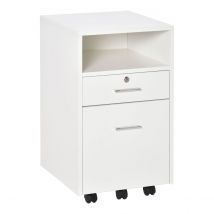 Vinsetto Mobile File Cabinet Lockable Documents Storage With 5 Wheels White