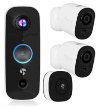 Toucan Wireless Video Doorbell 2021 Edition With Chime &#38; 2 Pack Wireless Outdoor Camera Bundle