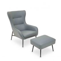 Interiors By PH Grey Leather Effect Chair And Footstool