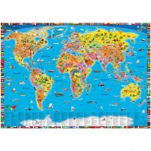 Global Children&#39;s Political Educational Laminated Wall Map 138 X 98 Cm