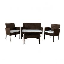 Comfy Living 4 Piece Rattan Garden Furniture Set With Waterproof Cover - Brown