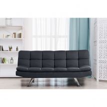 SleepOn Padded 3 Seater Fabric Sofa Bed Chrome Legs Cube Design Grey