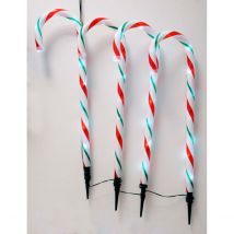 Festive 4 X 62cm Candy Cane Stake Light - Red&#47;White&#47;Green