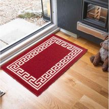 Serdim Rugs Non Slip Greek Key Design Doormats Red White 67X120 Cm