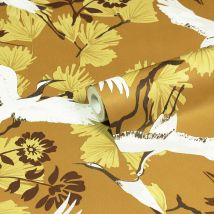Furn&#46; Demoiselle Mustard Yellow Botanical Printed Wallpaper