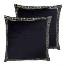Paoletti Apollo Polyester Filled Cushions Twin Pack Cotton Viscose Black&#47;Gold