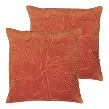 Furn. Angeles Polyester Filled Cushions Twin Pack Cotton Velvet Rust