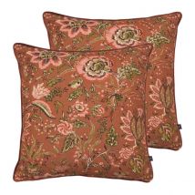 Prestigious Textiles Apsley Polyester Filled Cushions Twin Pack Cotton Viscose Linen Russet