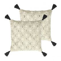 Furn. Berbera Polyester Filled Cushions Twin Pack Cotton Natural&#47;Black