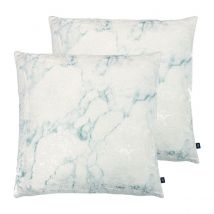Ashley Wilde Cinnabar Polyester Filled Cushions Twin Pack Viscose Linen Seagreen&#47;Eau De Nil