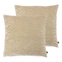 Ashley Wilde Dinaric Polyester Filled Cushions Twin Pack Viscose Gold&#47;Mocha