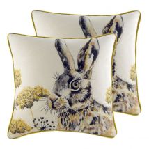 Evans Lichfield Elwood Hare Polyester Filled Cushions Twin Pack Multi