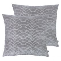 Ashley Wilde Dinaric Polyester Filled Cushions Twin Pack Viscose Smoke&#47;Steel