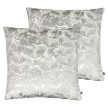 Ashley Wilde Jaden Polyester Filled Cushions Twin Pack Cotton Pearl&#47;Silver