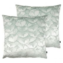 Ashley Wilde Jaden Polyester Filled Cushions Twin Pack Cotton Seagreen&#47;Eau De Nil