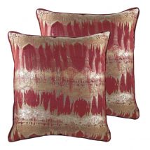Evans Lichfield Inca Polyester Filled Cushions Twin Pack Burgundy
