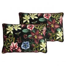 Evans Lichfield Midnight Garden Aquilegia Polyester Filled Cushions Twin Pack Shiraz 40 x 60cm