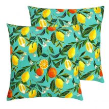 Evans Lichfield Orange Blossom Outdoor Polyester Filled Cushions Twin Pack Multi