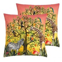 Evans Lichfield Tree Of Life Outdoor Polyester Filled Cushions Twin Pack Multi