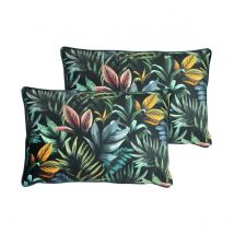 Evans Lichfield Zinara Polyester Filled Cushions Twin Pack Leaves 40 x 60cm