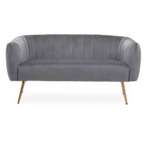 Interiors by PH Luxe Two Seater Grey Velvet Sofa