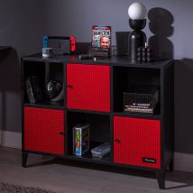 X Rocker Mesh-Tek Wide 6 Cube Unit Storage Unit Red And Black