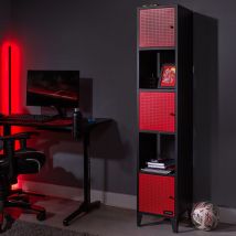 X Rocker Mesh-Tek Tall 5 Cube Unit Storage Unit Red And Black