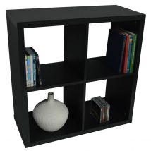 Techstyle Cube 4 Cubby Square Display Shelves &#47; Vinyl Lp Record Storage Black