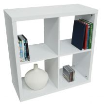 Techstyle Cube 4 Cubby Square Display Shelves &#47; Vinyl Lp Record Storage White
